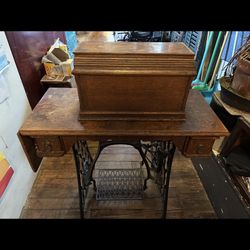 Vintage Singer Treadle Sewing Machine with Original Cabinet