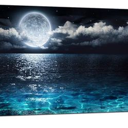 Full Moon Ocean Canvas Print Wall Art 24"x36"