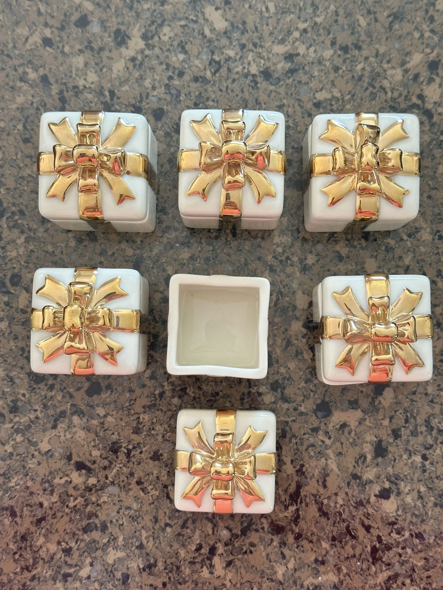 Lenox Porcelain Trinket Gift Box With Lid - Set Of 6