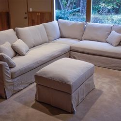 Farlo White Linen 3pc Sectional Sofa (Fully Machine Washable)