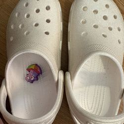 Sparkly white crocs
