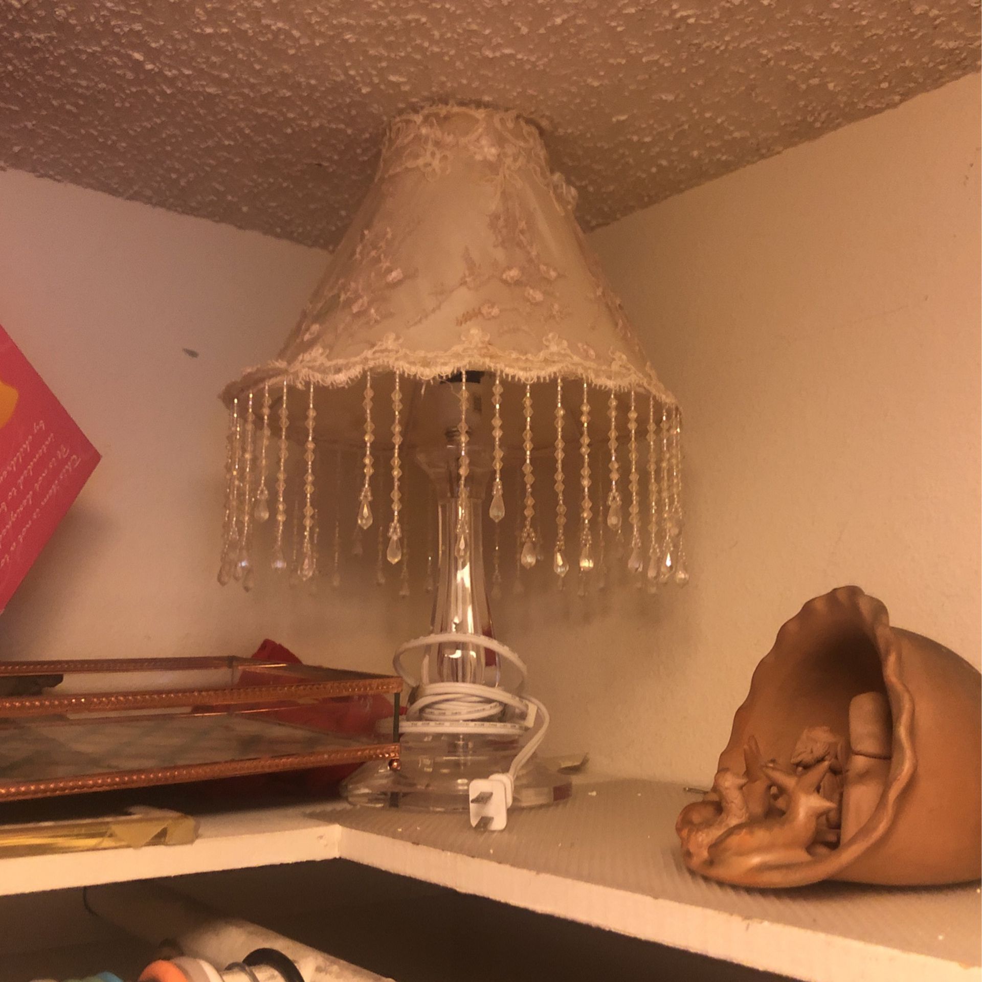 Is an antique lamp cream in Pink 