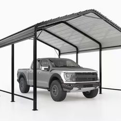 10 ft. W x 15 ft. D Metal Carport with Enhanced Base Outdoor Heavy Duty Garage Galvanized, Car Canopy and Shelter