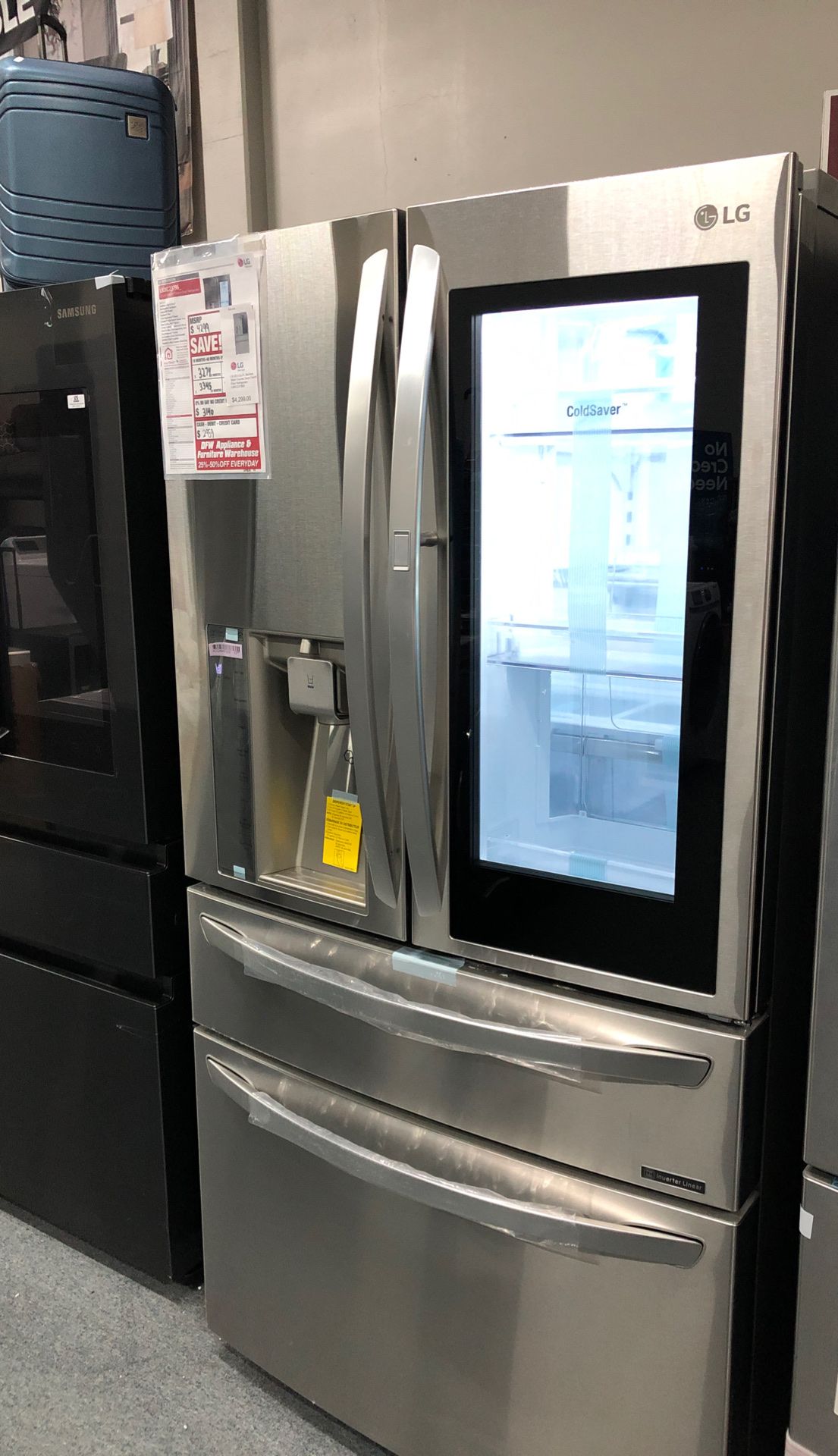 Fridge refrigerator LG 22.5 ft.³ stainless steel counter depth French door regular price $4299 our price $2779 only free delivery and installation