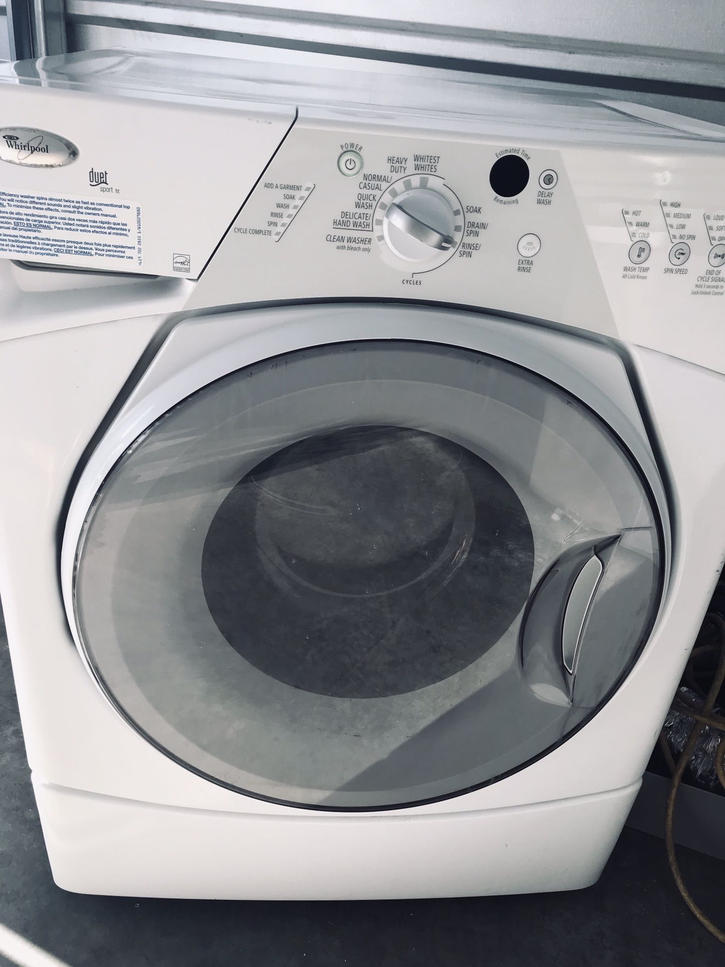 Whirlpool duet sport ultra capacity front load washing machine washer