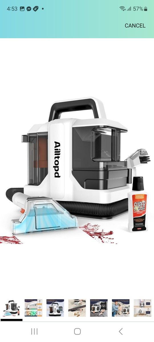 Portable Carpet & Upholstery Spot Cleaner Machine, Powerful Suction&Deep Cleaning Cleaner Machine for Area Rugs, Carpet, Couch, Car, Pets, with Brushh