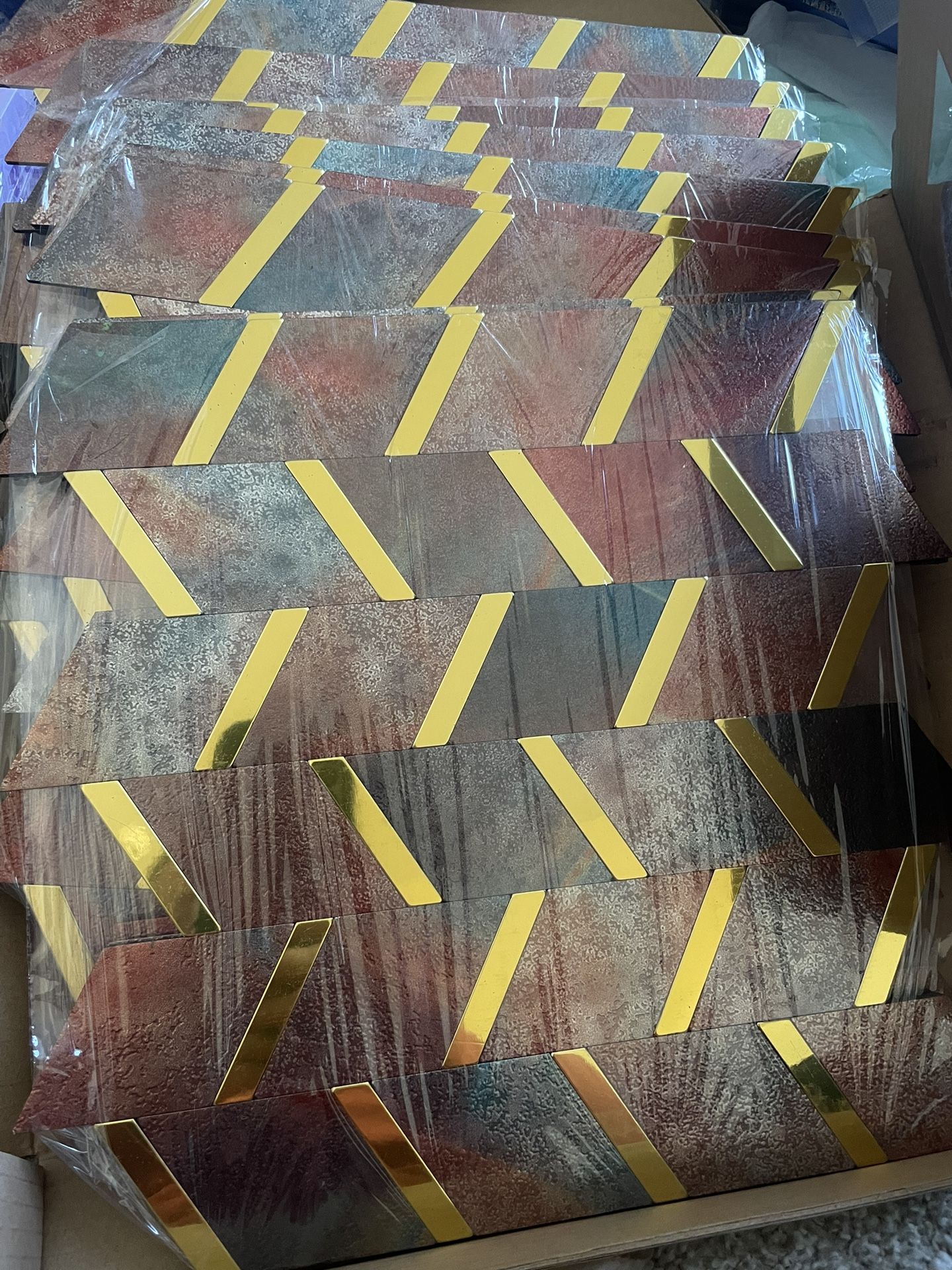 YMMXGE Metal Backsplash Tile for Kitchen Decor, Peel and Stick Diamond SelfAdhesive Aluminum