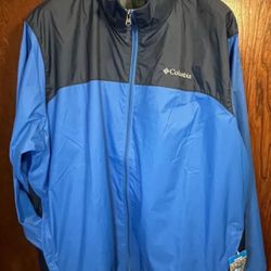 Columbia Glennaker Lake Rain Jacket Blue Waterproof Hooded Mens Size 2XL New