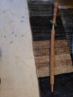 Vintage Thia Dha Sword hand carved wood