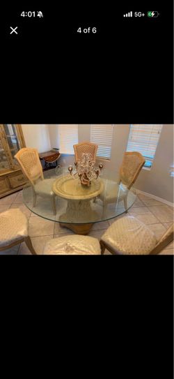 Round Glass Top Dining Table with Chairs