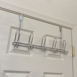 Silver 10 Hook Hanger Organizer Hang Over Door Kitchen Vanity Towel Hook Rack