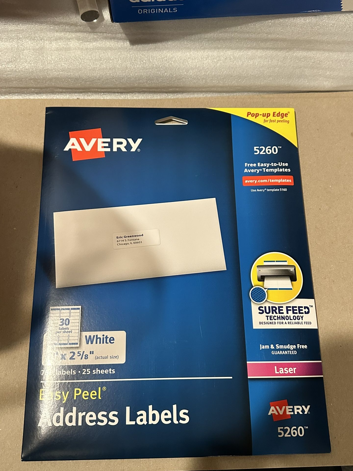 Avery Easy Peel Printable Address Labels 1”x2-5/8”  -750 - Sealed