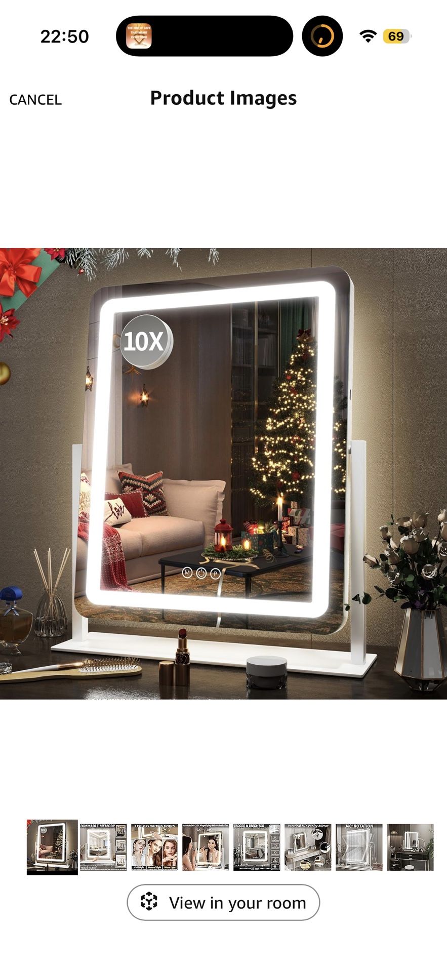 FENNIO Vanity Mirror with Lights 22 Inch- LED Lighted Makeup Mirror,Large Makeup Mirror with Lights,Touch Screen with 3-Color Lighting,Led Mirror Make