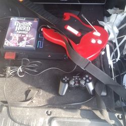 PS2 Video Game Console With Guitar Hero Controller 