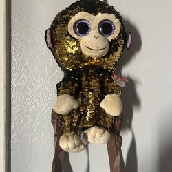 Sequin Beanie Boo Coconut the Monkey Backpack