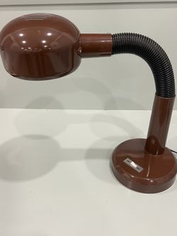 Retro/Vintage Chocolate Brown Enameled Metal Gooseneck Desk Lamp, Circa 1970s
