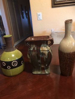 Three ceramic vases
