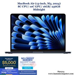 MacBook Air (13-inch, M3, 2024) 8C/ 10C/ 16GB/ 256GB "H91314"