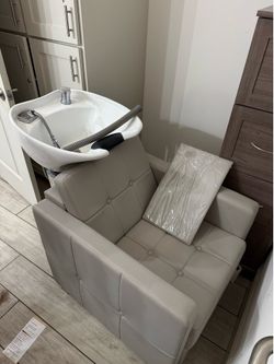Shampoo Chair with Backwash Ceramic shampoo Bowl Unit Station