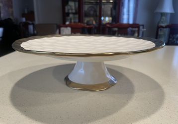 Gold Rim Pedestal Cake Platter - Never Used