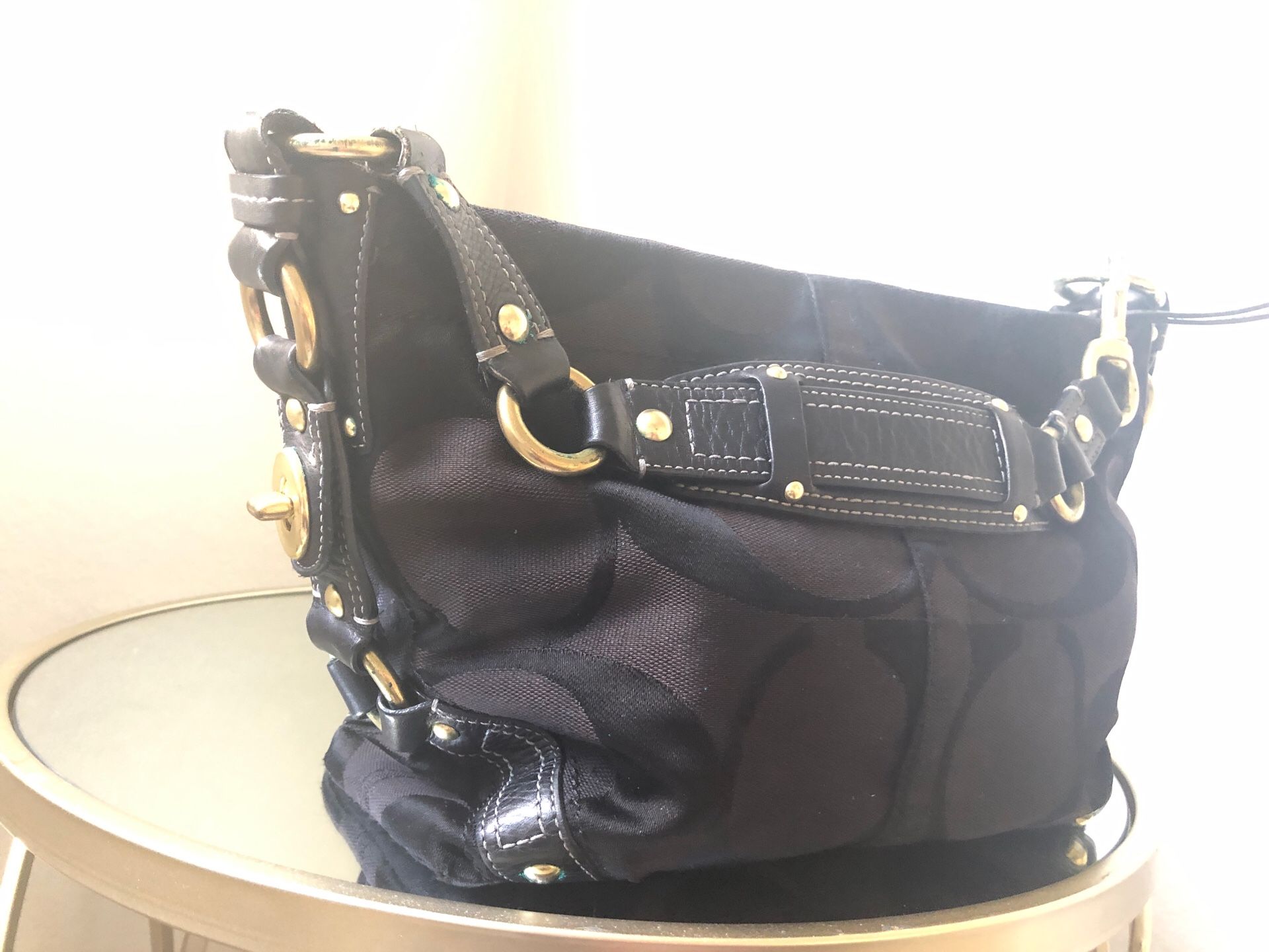 Coach Purse- Medium- black cotton fabric