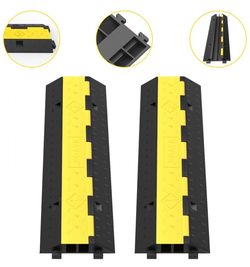 Cable Protector Ramp, 2 Packs 2 Channels Speed Bump Hump, Heavy Duty 11000 LBS/ 5 Ton Loading