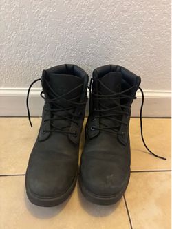 Timberland Womens Black Leather Lace-Up Ankle Combat Boots Comfort US 7 EU 38