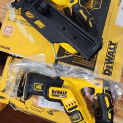 Dewalt 20V 'Max XR' 30° Degree Framing Nailer, Compact Sawzall (Tools only)