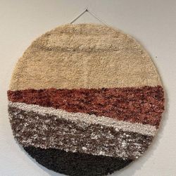 Desert Fields 28" Round Hand-Tufted Wool & Cotton Blend Wall Decor