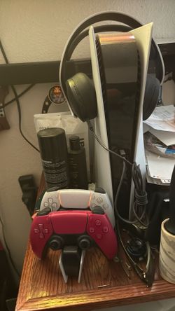 PS5 with headset and 2 controllers
