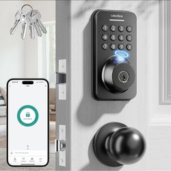 Fingerprint Keypad Deadbolt with Knob Set, Keyless Entry Door Lock with App Control, Door Locks for Front Door, Auto Lock＆One-Touch Lock, 100+ User Co