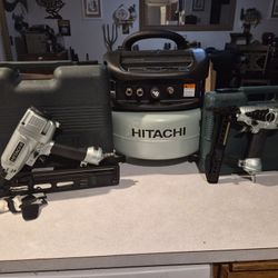 HITACHI 1. Air- Compressor 2. Nailer  3. Stapler  ( 3 sets)