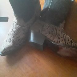  Cowgirl Boots Suede Black And Brown With Zebra Print