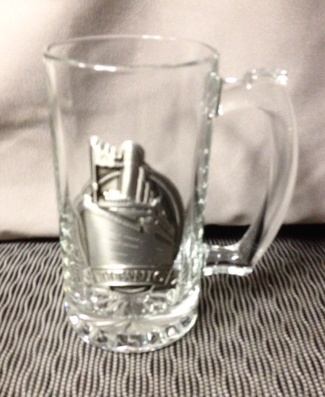 TITANIC 1912 VINTAGE PEWTER & GLASS MUG
