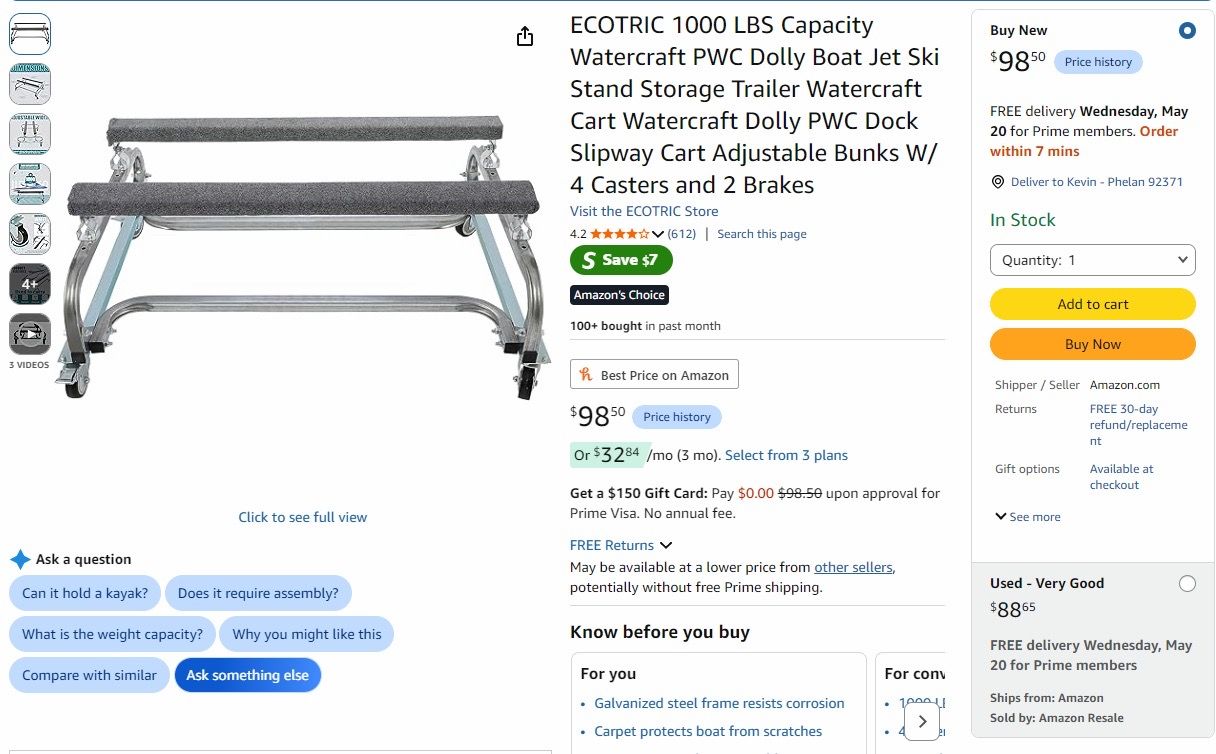 Jet ski stand