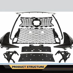 Set Of Upper Lower Front Bumper Grille Molding For 2017-2020 IS300 IS350 FSport 10pcs