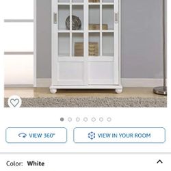 Whihe Compact Bookcase With Sliding Doors 