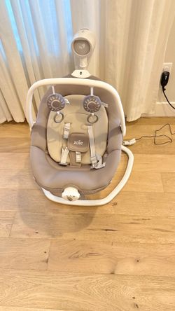 Joie Miso 2-in-1 Swing & Rocker - Walnut: 3-Point Harness, Detachable Toy Bar, Calming Vibrations, Electric & Battery Operated