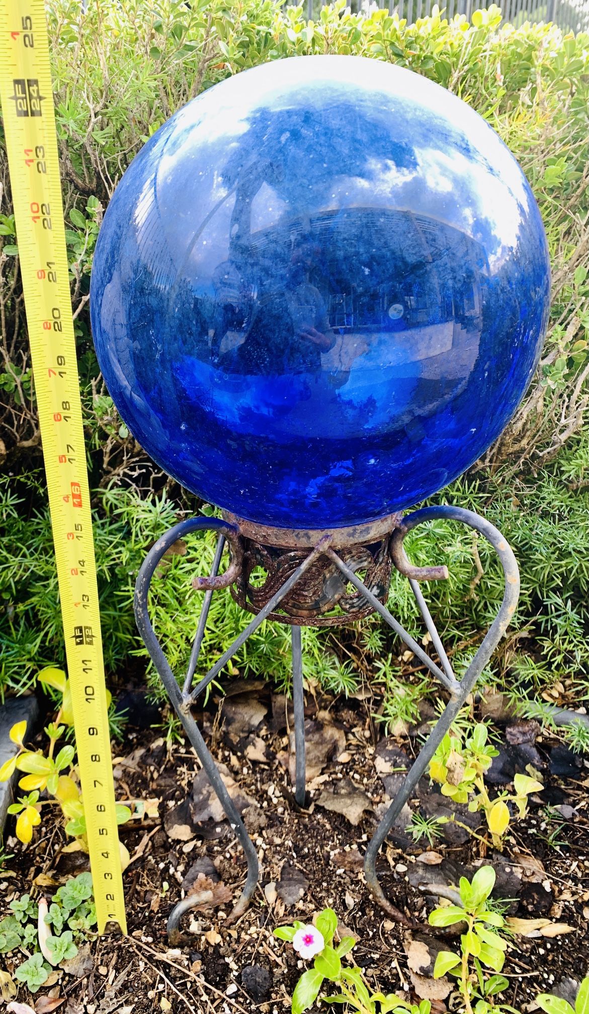 Glass Gazing Ball Cobalt Blue - outdoor garden decoration