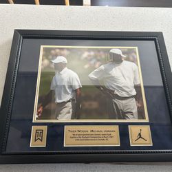 Michael Jordan And Tiger Woods Golf Photo. Laser Engraved Iconic Symbols 