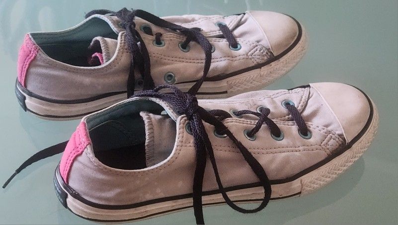 Light Gray & Pink Converse All Star Sneakers- Size 4