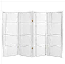 4 ft. Short Double Cross Shoji Screen - White - 4 Panels