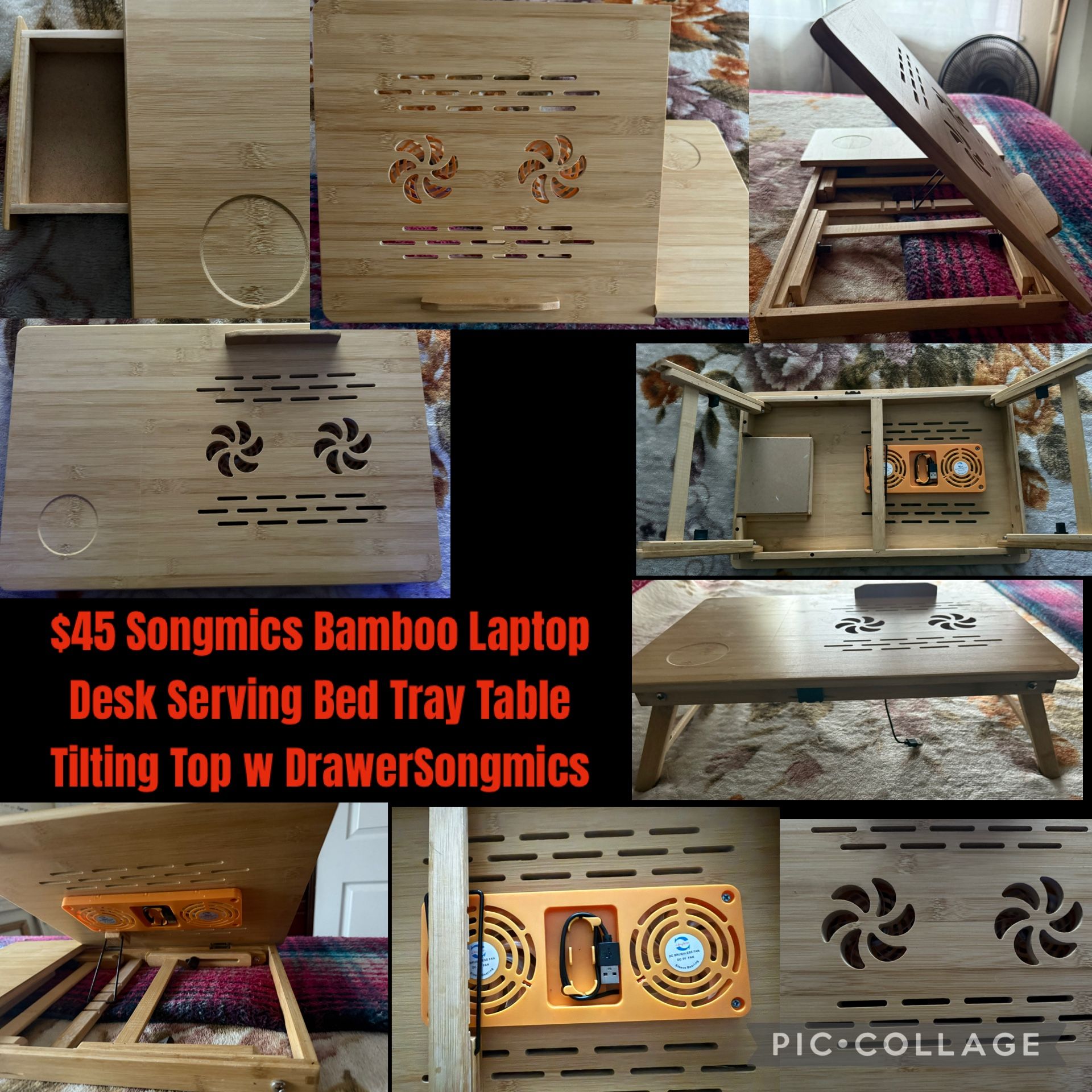 $45 Songmics Bamboo Laptop Desk Serving Bed Tray