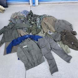 Assortment of rare military Vintage Camo and OD Uniforms, WWII, Vietnam, Cold War