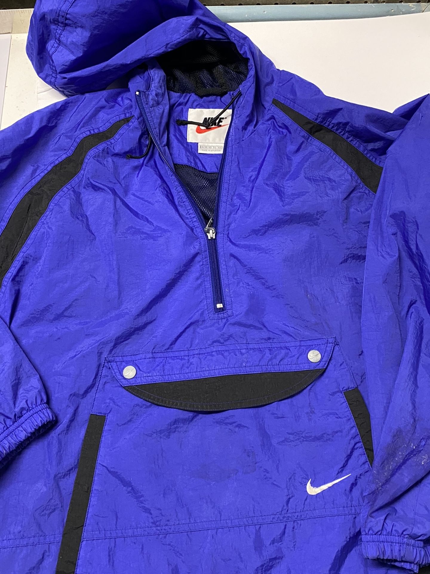 Women's Vintage 1990’s NIKE Blue Windbreaker Track Suit Jacket - Large (16-18)