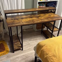 Wood And Black Medal Desk 