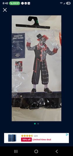 Krazy Clown Costume Kids M 5pc