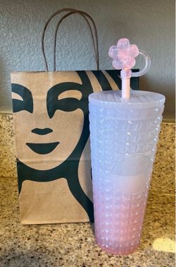 Starbucks Iridescent Studded Cold Cup with Flower Straw