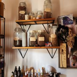 Set Of 2 Wooden And Iron Shelves. 