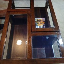 2-piece Glass & Wood Coffee Table (or 2 end tables)
